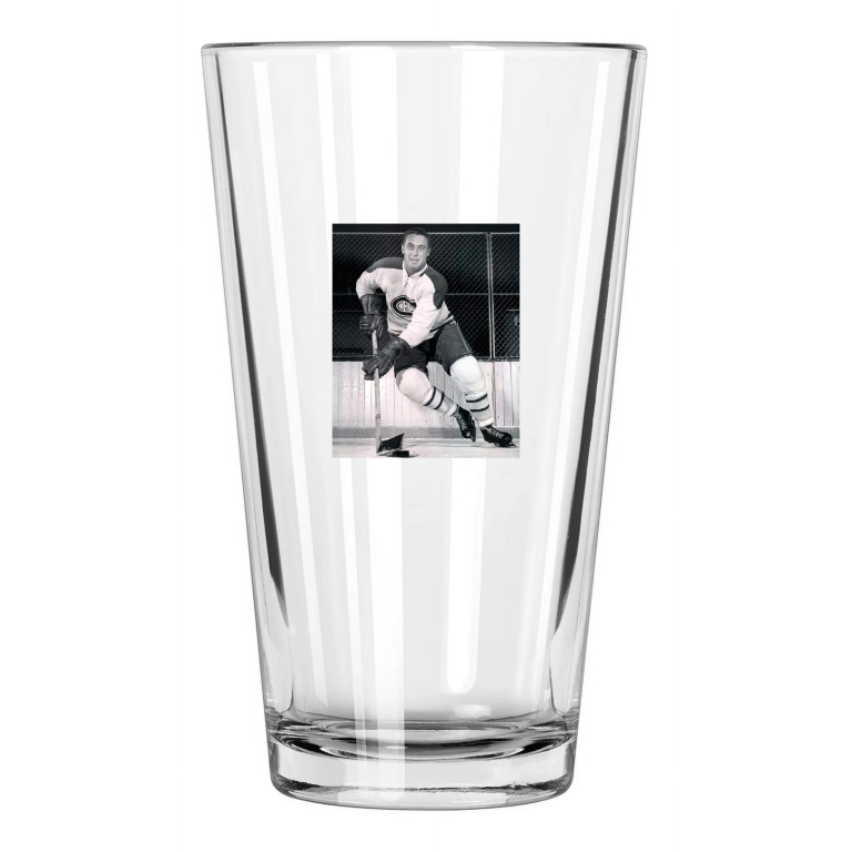1950S Montreal Canadiens Jean Beliveau Photo Nhl Hockey Pint Beer Drinking Glass