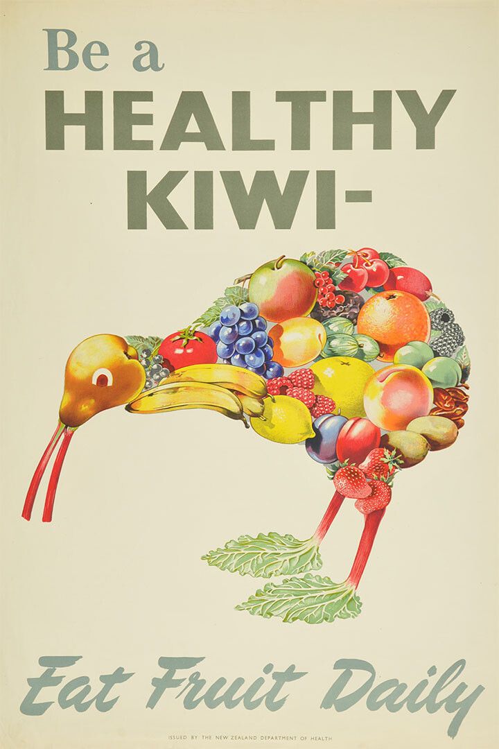 1950S New Zealand Health Eat Fruit Daily Healthy Kiwi Keychain