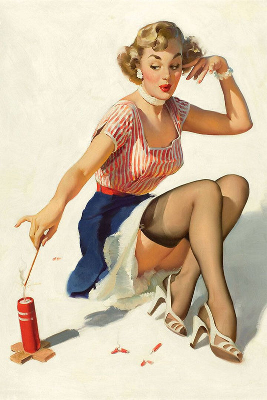 1950S Pinup Looking For Trouble Lighting Fireworks Jigsaw Puzzle