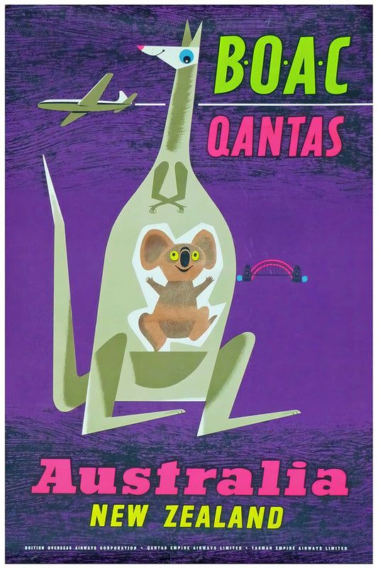 1950S Qantas Airlines Australia New Zealand Vintage Travel Jigsaw Puzzle