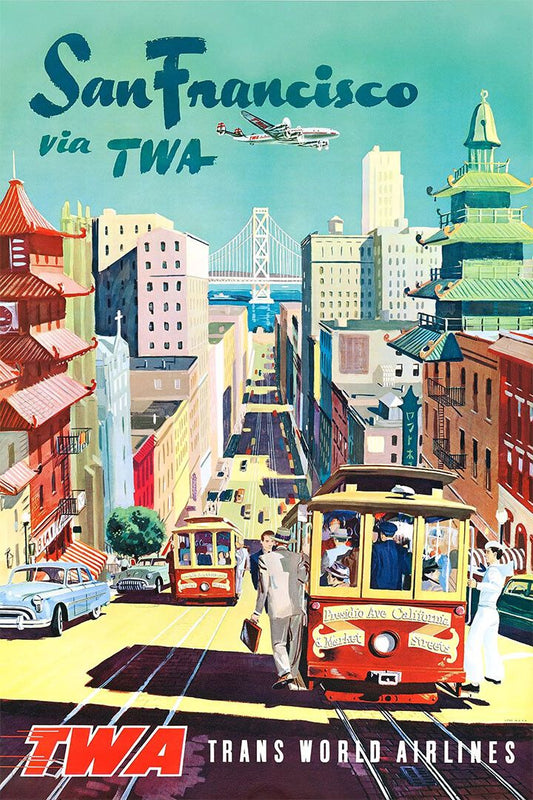 1950S San Francisco Twa Cable Car Vintage Style Travel Jigsaw Puzzle