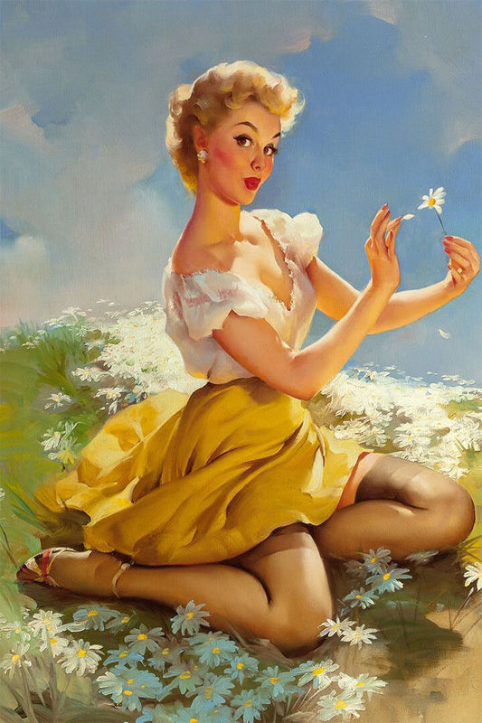 1950S Sexy Pinup Flower Girl Daisies Are Telling Jigsaw Puzzle