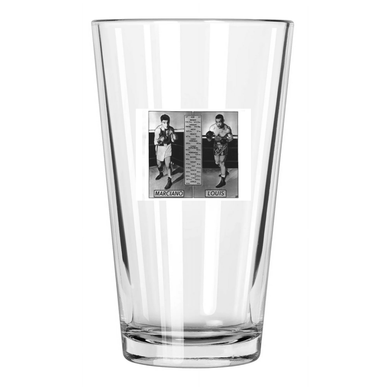 1951 Boxers Joe Louis Vs Rocky Marciano Match Up 1 Pint Beer Drinking Glass