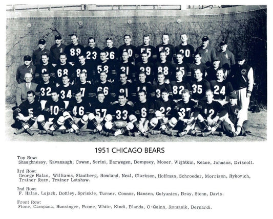 1951 Chicago Bears Team Magnet Football Picture Nfl