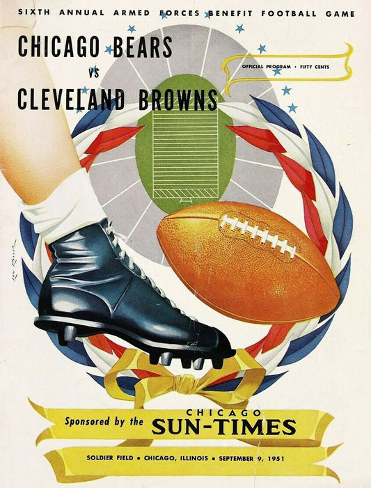 1951 Chicago Bears Vs Cleveland Browns Keychain Football Picture Nfl