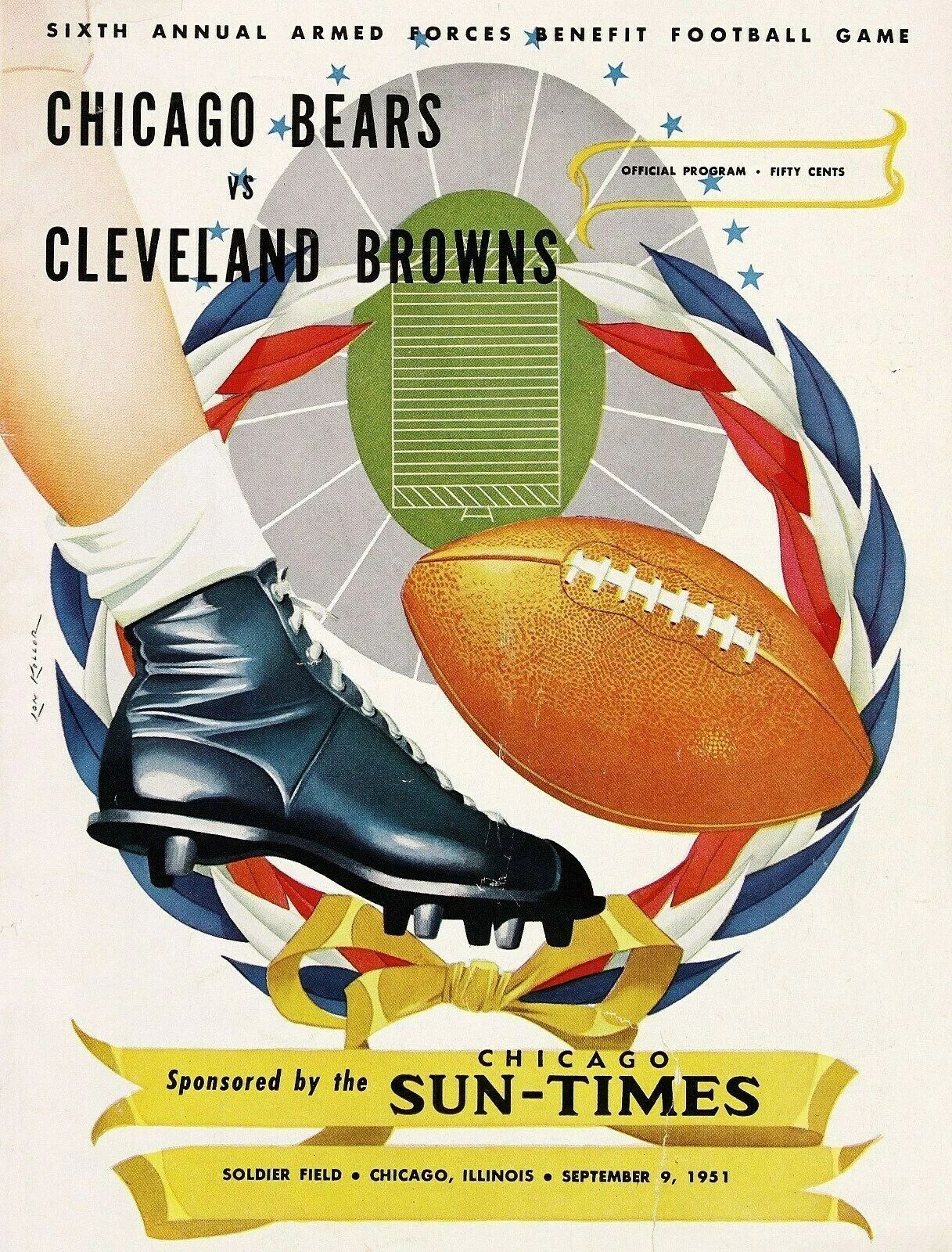 1951 Chicago Bears Vs Cleveland Browns Magnet Football Picture Nfl