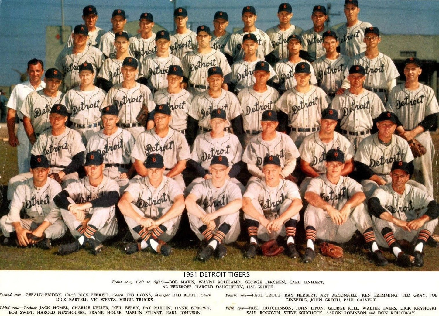 1951 Detroit Tigers Team Magnet Baseball Picture Mlb