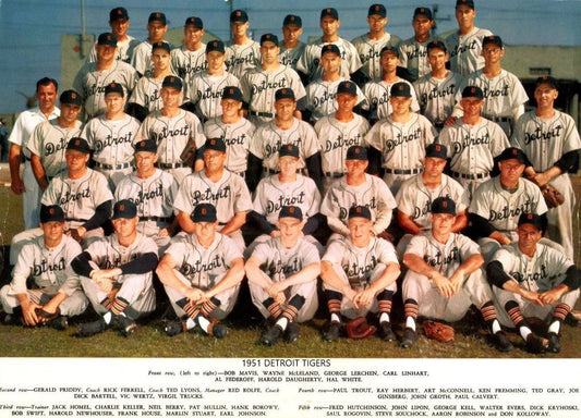 1951 Detroit Tigers Team Magnet Baseball Picture Mlb