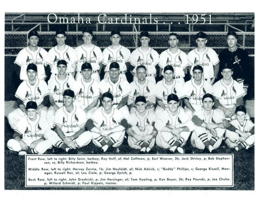 1951 Omaha Cardinals Team Keychain Baseball Picture Western League Nebraska