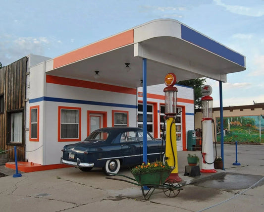 1951 Restored Shell Gas Station Classic Car Retro Picture Magnet