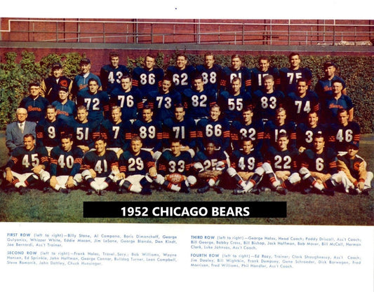 1952 Chicago Bears Team Magnet Football Picture Nfl