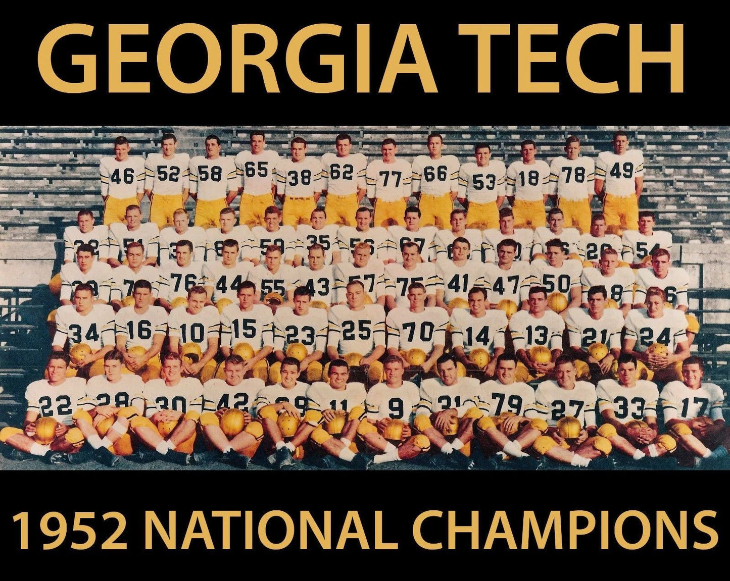 1952 Georgia Tech Team Magnet Yellow Jackets Picture Ncaa Football Champs
