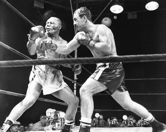 1952 Rocky Marciano And Joe Walcott Glossy Keychain Heavyweight Boxers Print