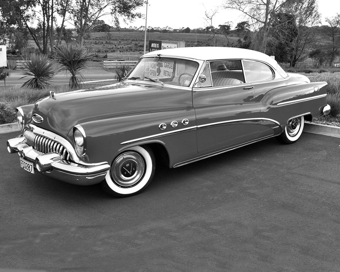 1953 Buick Super 8 Retro Classic Car Black And White Keychain Keychain Print