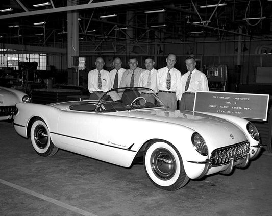1953 Chevy Corvette Factory Assembly Line Classic Car Retro Picture Keychain
