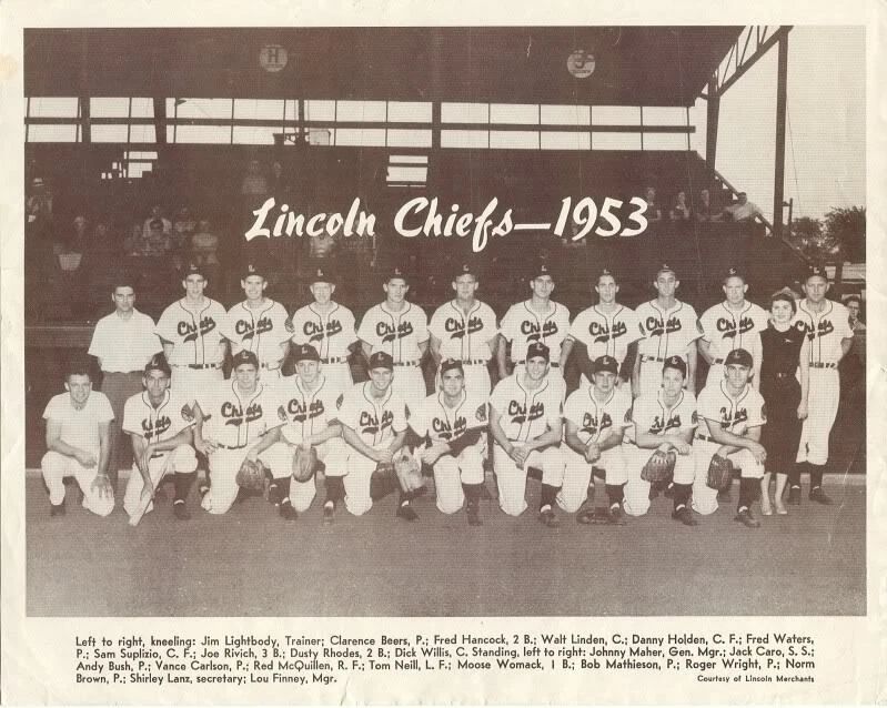 1953 Lincoln Chiefs Team Keychain Baseball Picture Western League Nebraska