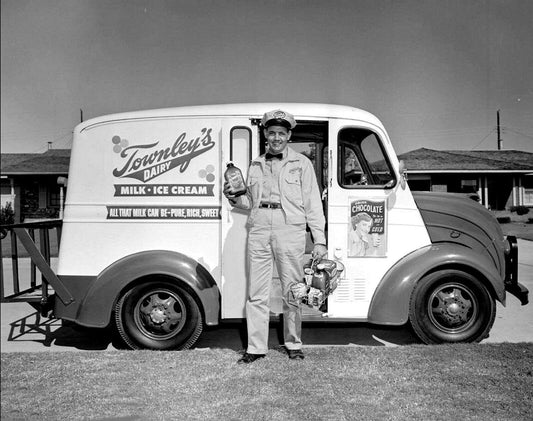 1953 Milk Delivery Truck & Driver Retro 1950S Poster Photo