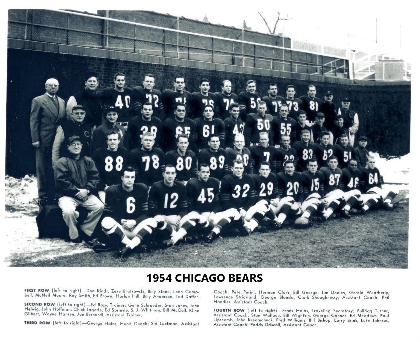 1954 Chicago Bears Team Keychain Football Picture Nfl