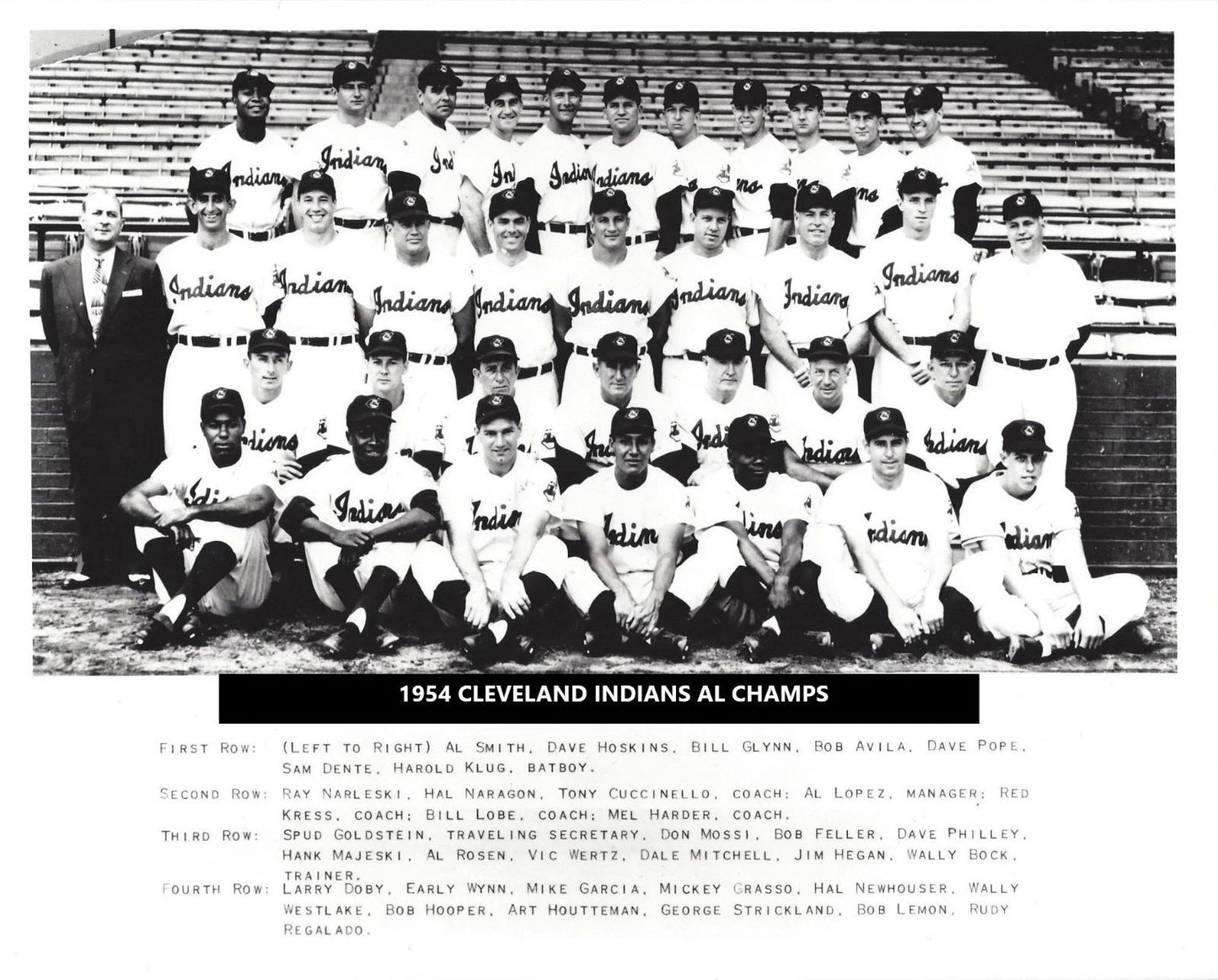 1954 Cleveland Indians Team Magnet Baseball Picture Al Champs Mlb