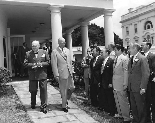1954 President Eisenhower & Winston Churchill In Washington Picture Keychain