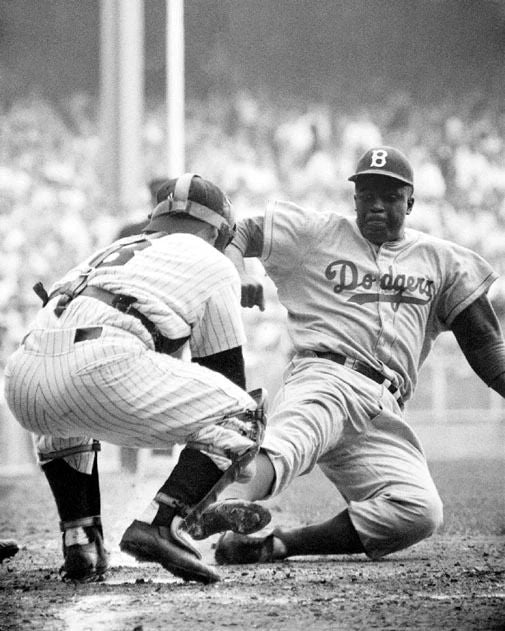 1955 Brooklyn Dodgers Jackie Robinson Glossy Magnet World Series Print