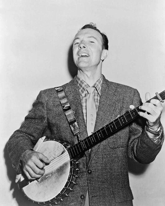1955 Folk Blues Singer Pete Seeger Glossy Keychain Guitar Keychain Legend Print