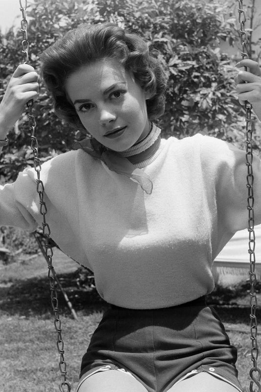 1955 Movie Actress Natalie Wood Posing On A Swing Poster Picture Photo Print