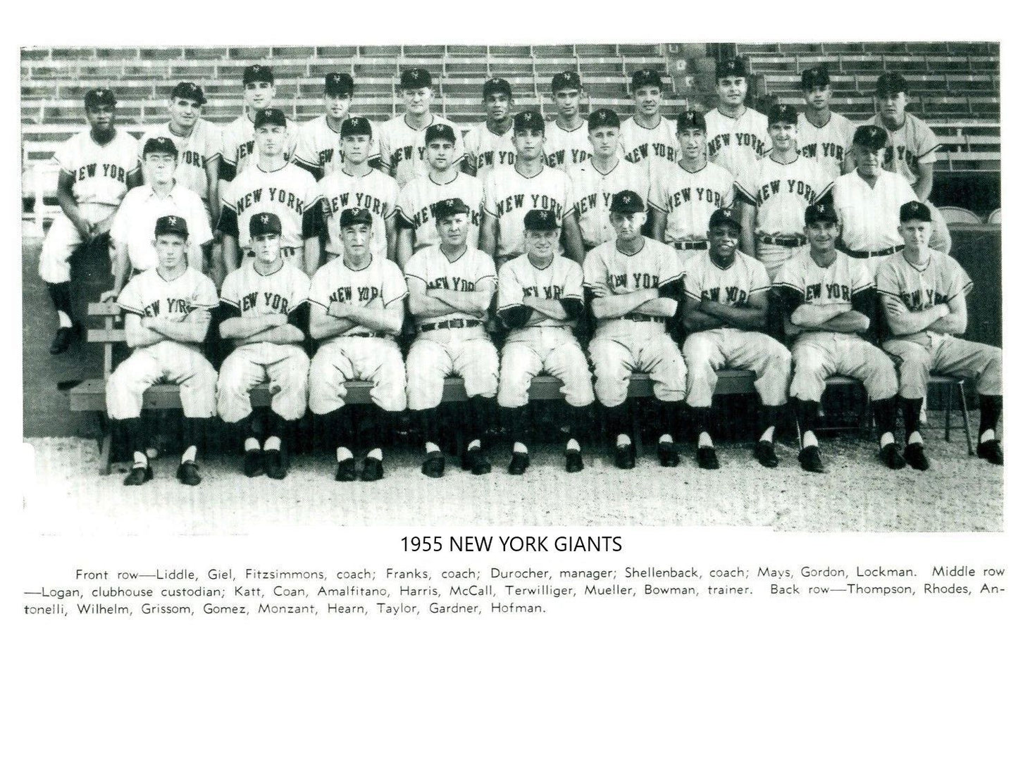 1955 New York Giants Team Keychain Baseball Picture Ny Mlb