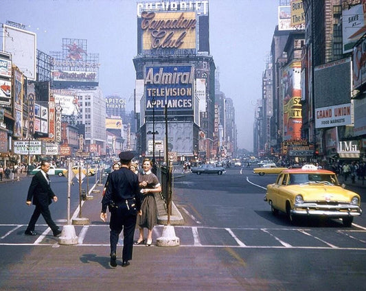 1955 New York Times Square Street Scene Cityscape Classic Picture Keychain