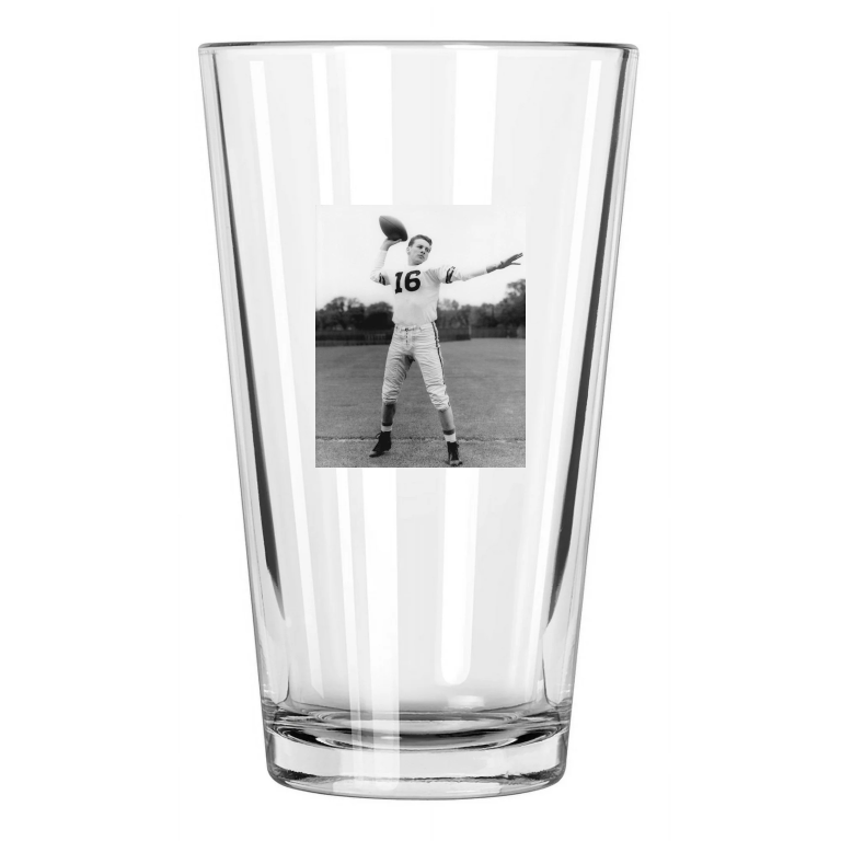 1955 Purdue Boilermakers Len Dawson Photo College Pint Beer Drinking Glass