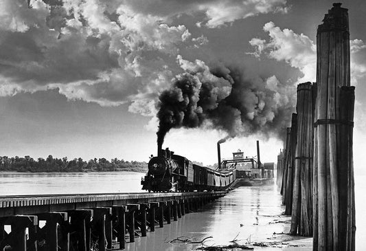 1955 Train Exits Ferry Genevieve Mo Old Vintage Retro Magnet Reprint