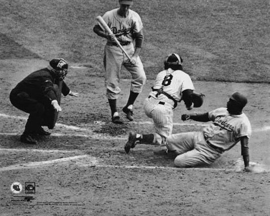 1955 World Series Brooklyn Dodgers Jackie Robinson Glossy Keychain Stole Home! 1