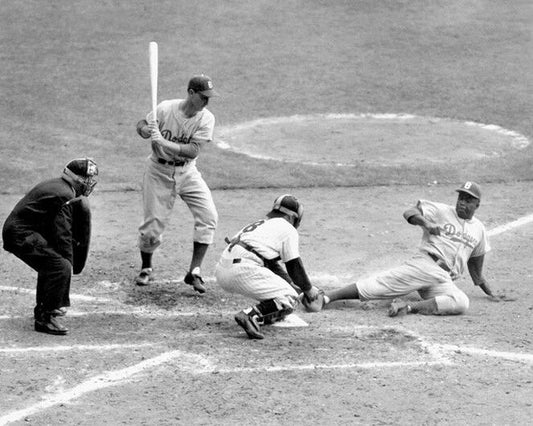 1955 World Series Brooklyn Dodgers Jackie Robinson Glossy Magnet Stole Home! 2