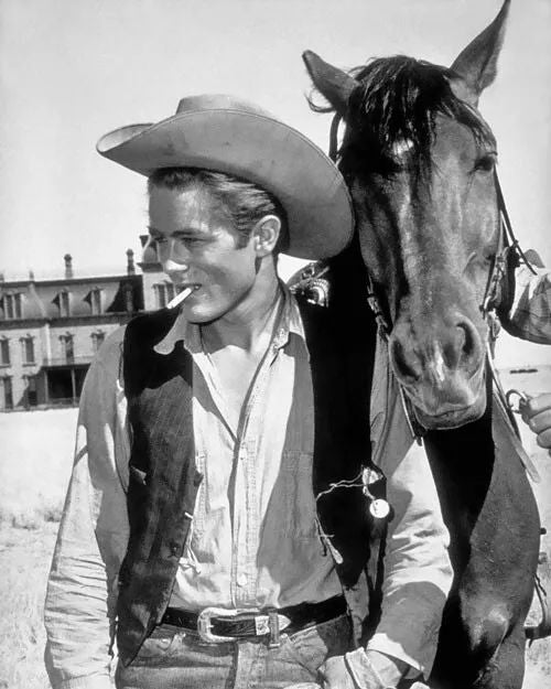 1956 Actor James Dean And Horse Glossy Magnet 'Giant' Western Movie Print