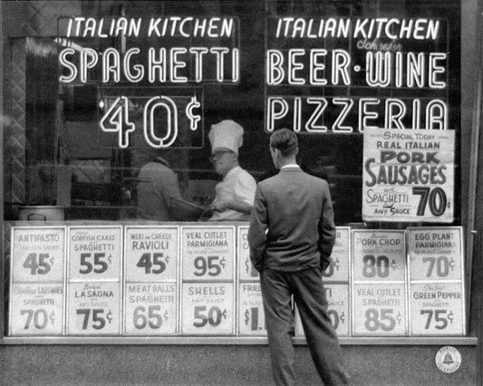 1956 Hell'S Kitchen Italian Restaurant With Prices Picture Magnet