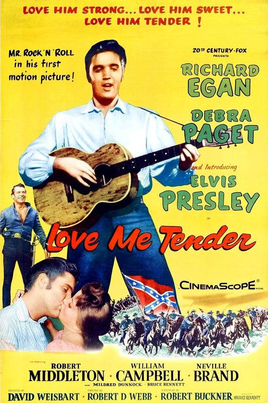 1956 Love Me Tender Movie Poster Elvis Presley Debra Paget Clint Reno