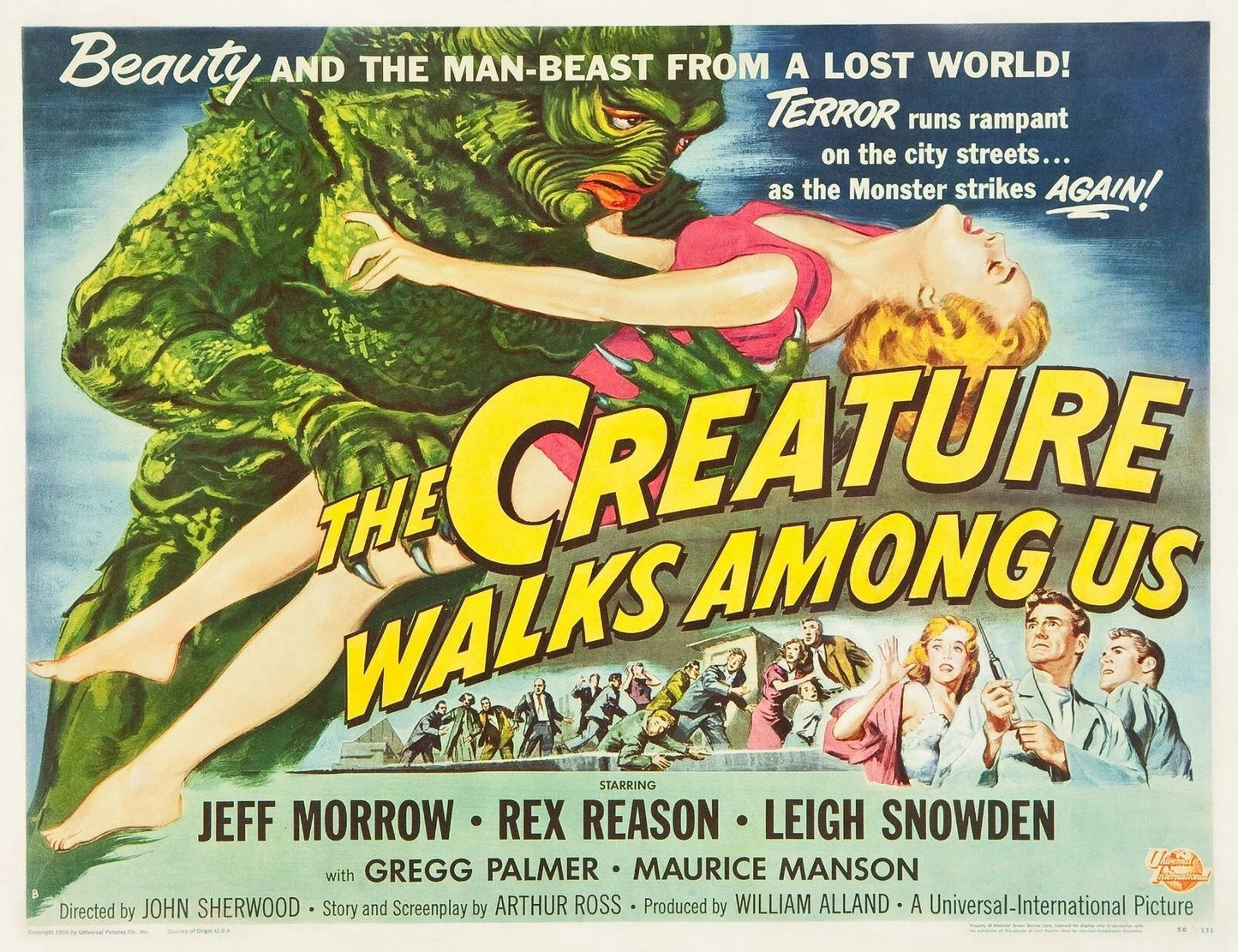 1956 The Creature Walks Among Us Movie Poster Rex Reason Jeff Morrow