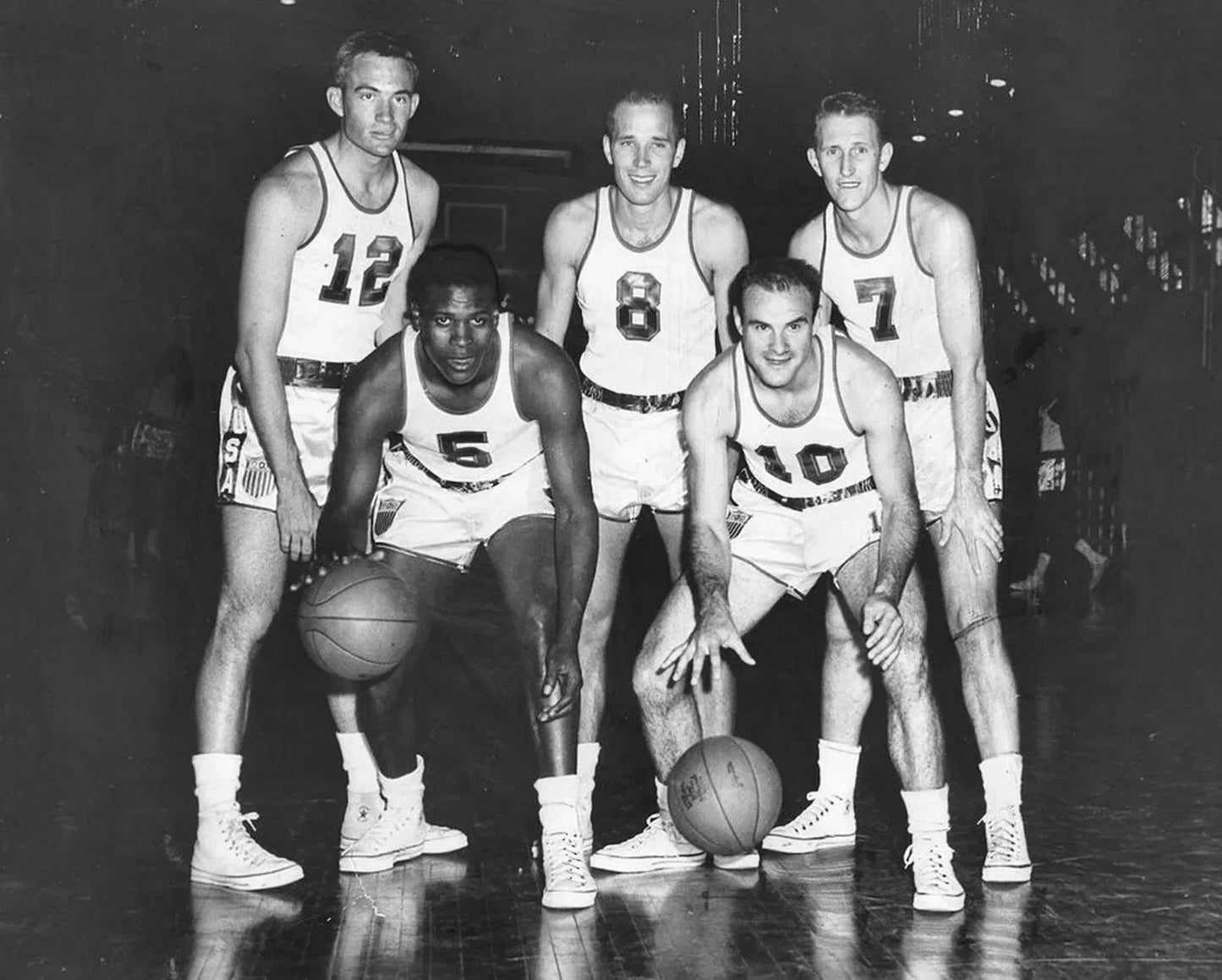 1956 Usa Bill Russell & Us Olympic Basketball Team Photo 300 Piece Jigsaw Puzzle