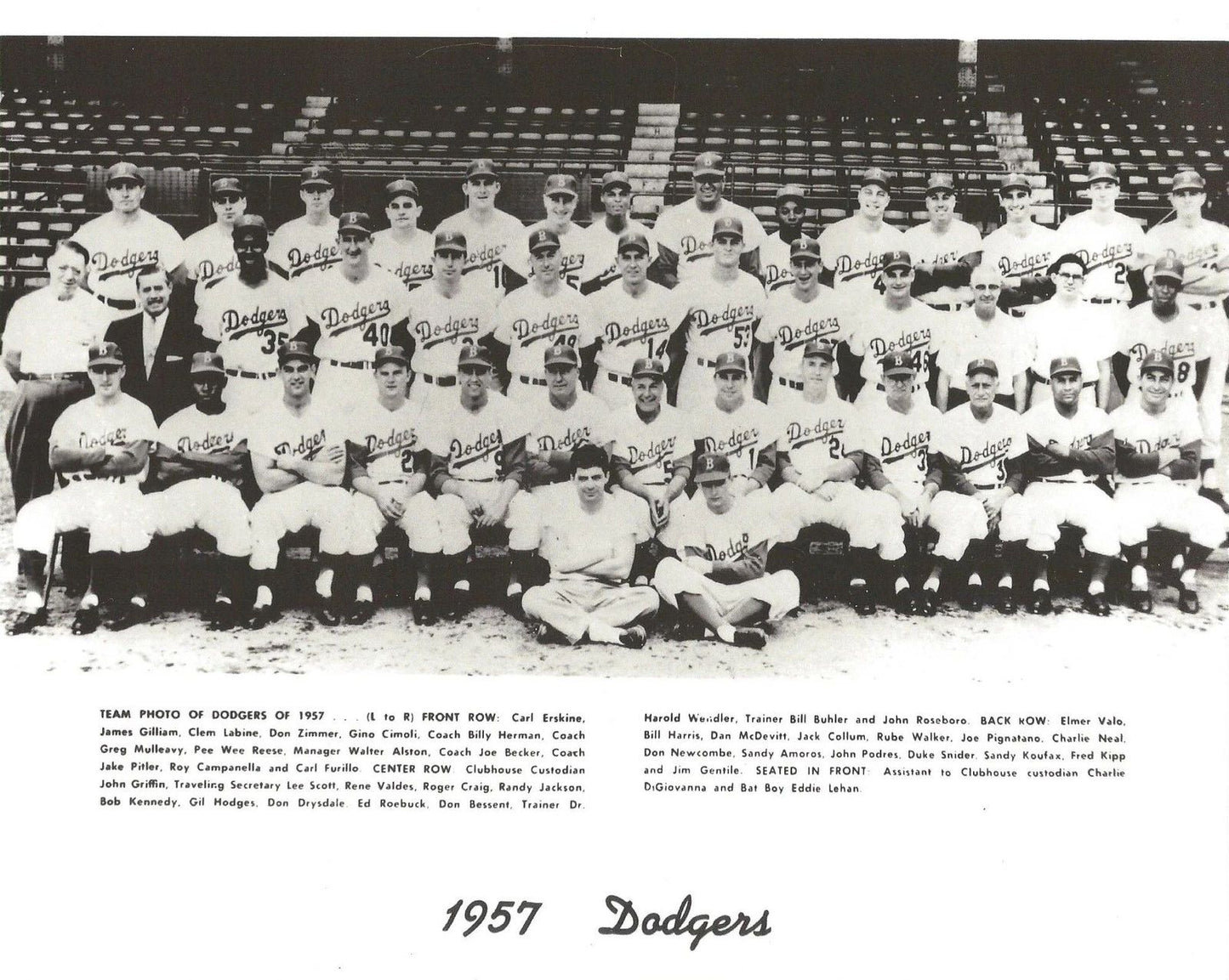 1957 Brooklyn Dodgers Team Keychain Baseball Picture Mlb