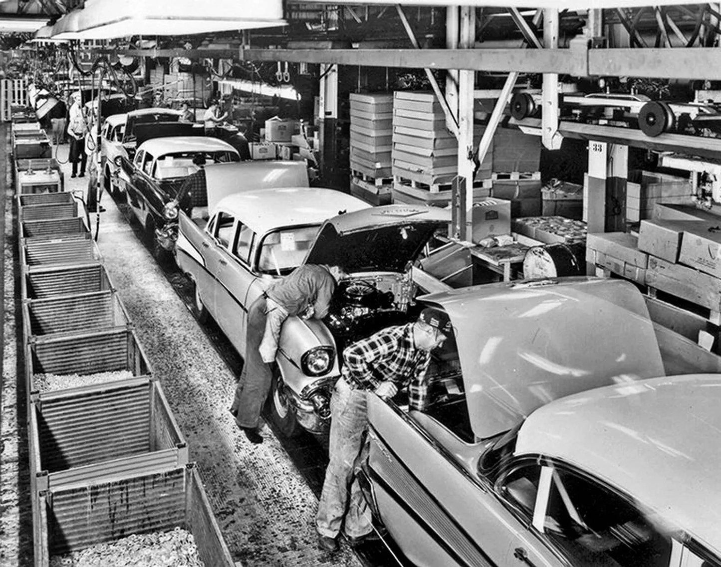 1957 Chevrolet Factory Assembly Line Classic Car Poster Photo
