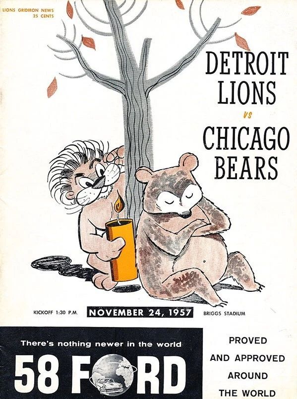 1957 Detroit Lions Vs Chicago Bears Magnet Football Nfl Picture