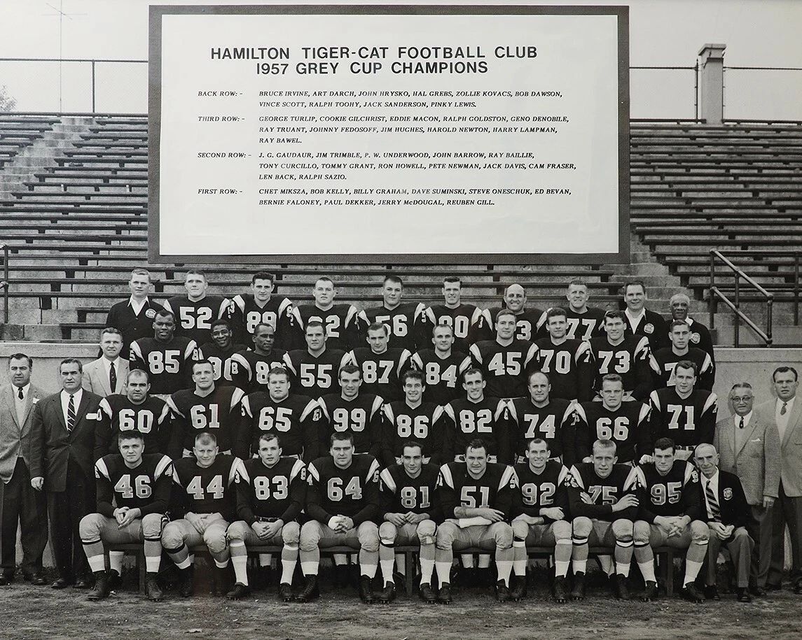 1957 Hamilton Tiger Cat Team Magnet Football Picture Cfl Grey Cup Champs