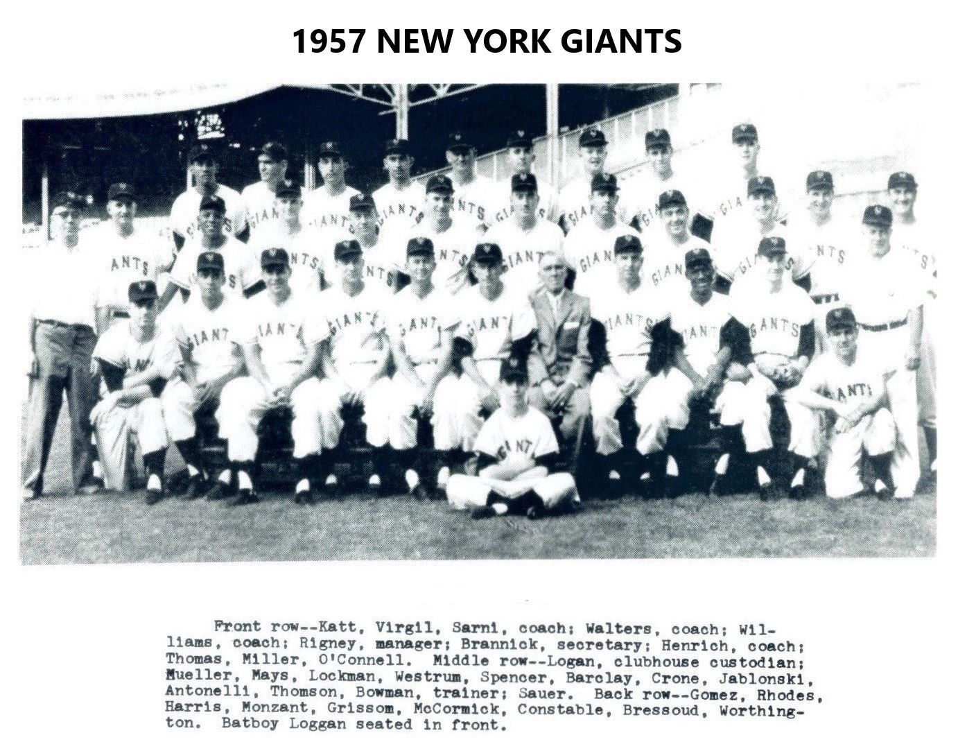 1957 New York Giants Ny Team Magnet Baseball Picture Mlb