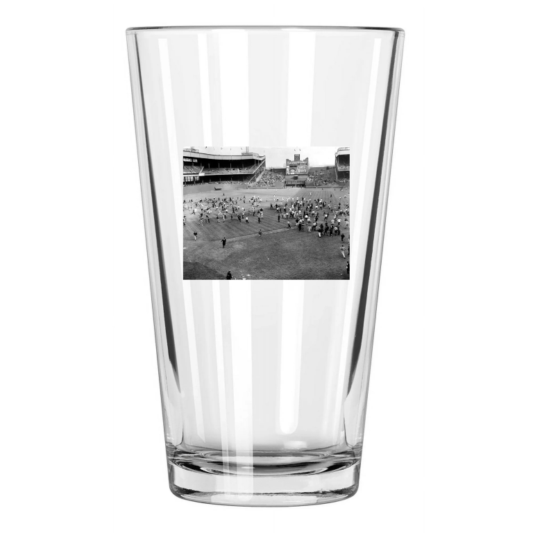 1957 New York Giants Polo Grounds Photo Last Game Field Pint Beer Drinking Glass