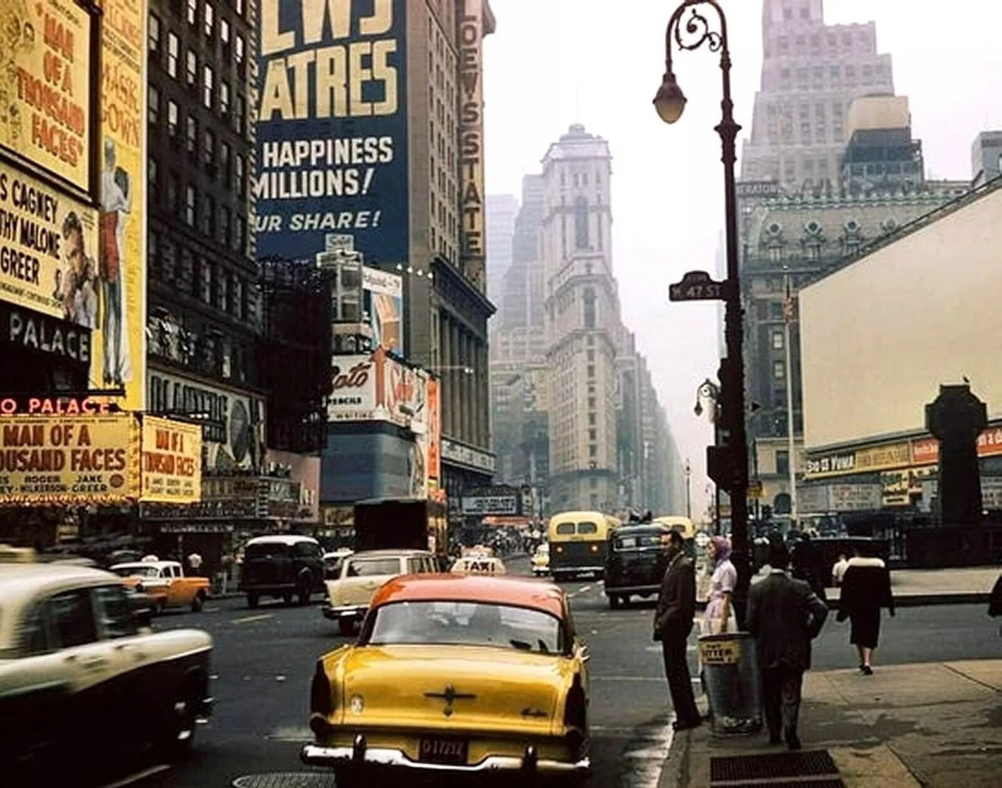 1957 New York Times Square Cityscape With Classic Cars Magnet Magnet