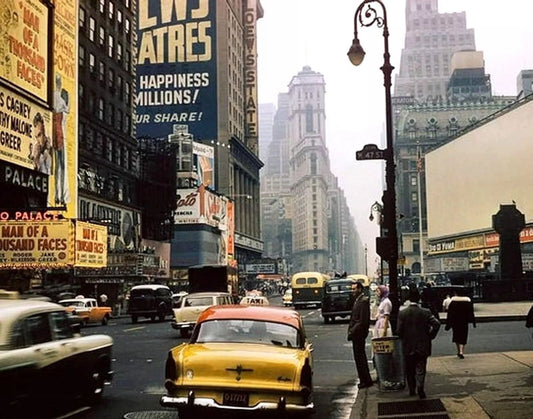 1957 New York Times Square Cityscape With Classic Cars Magnet Magnet