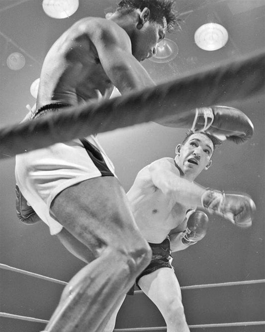 1957 Title Fight Sugar Ray Robinson Vs Gene Fullmer Magnet Champion Print