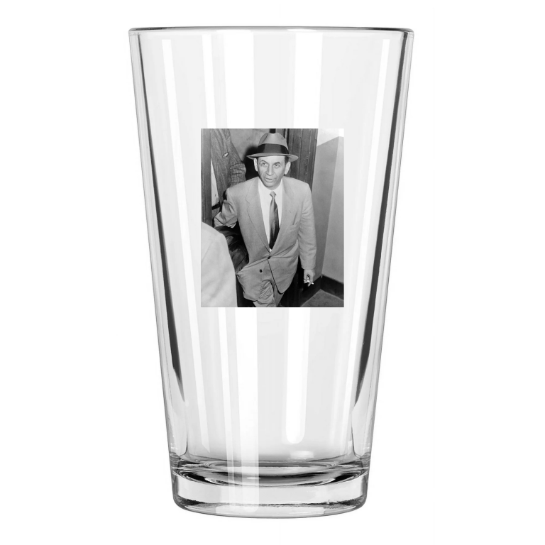 1958 American Gangster, Mobster Meyer Lansky Photo Mob Pint Beer Drinking Glass