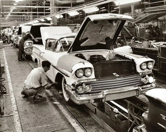 1958 Chevrolet Impala Assembly Line Classic Car Historic Keychain Picture