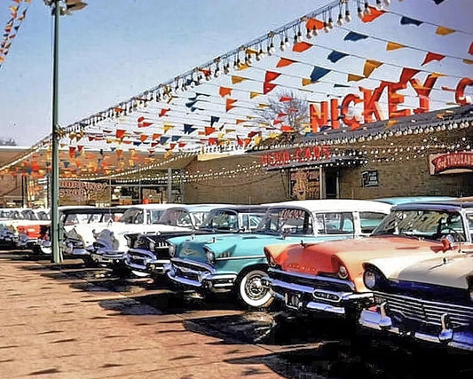 1958 Classic American Used Car Lot Retro Vintage Picture Magnet